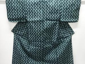 アンティーク　木綿本場久留米絣　よろけ縞模様単衣着物